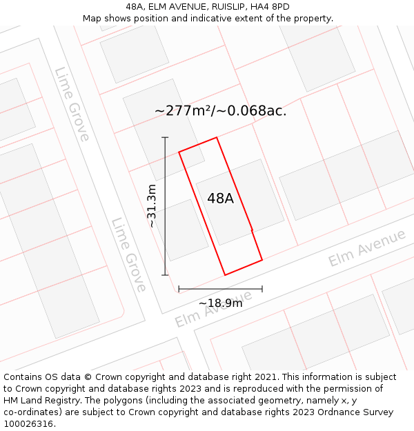 48A, ELM AVENUE, RUISLIP, HA4 8PD: Plot and title map