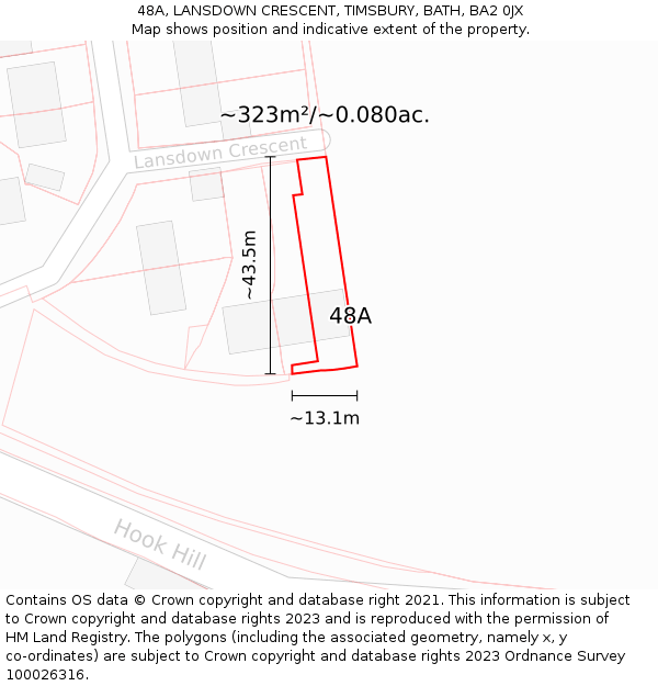 48A, LANSDOWN CRESCENT, TIMSBURY, BATH, BA2 0JX: Plot and title map