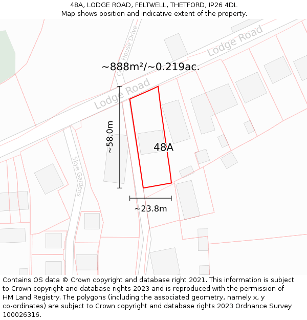 48A, LODGE ROAD, FELTWELL, THETFORD, IP26 4DL: Plot and title map