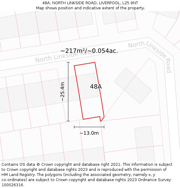 48A, NORTH LINKSIDE ROAD, LIVERPOOL, L25 9NT: Plot and title map