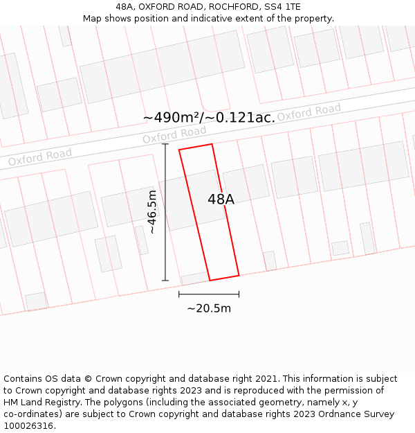 48A, OXFORD ROAD, ROCHFORD, SS4 1TE: Plot and title map