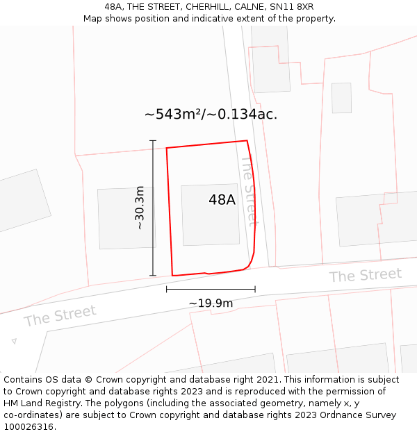 48A, THE STREET, CHERHILL, CALNE, SN11 8XR: Plot and title map