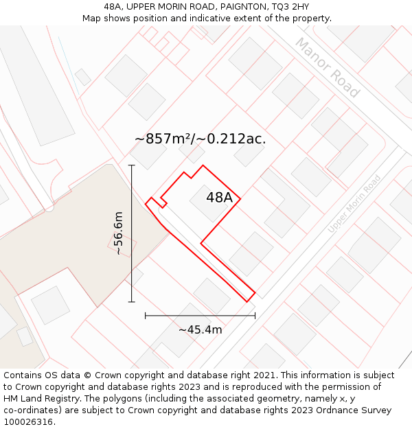 48A, UPPER MORIN ROAD, PAIGNTON, TQ3 2HY: Plot and title map