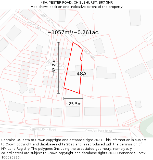 48A, YESTER ROAD, CHISLEHURST, BR7 5HR: Plot and title map