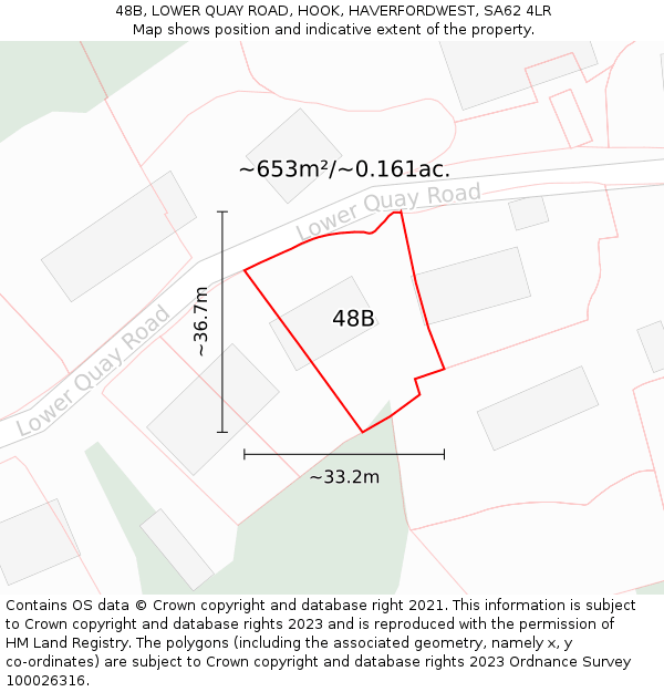 48B, LOWER QUAY ROAD, HOOK, HAVERFORDWEST, SA62 4LR: Plot and title map