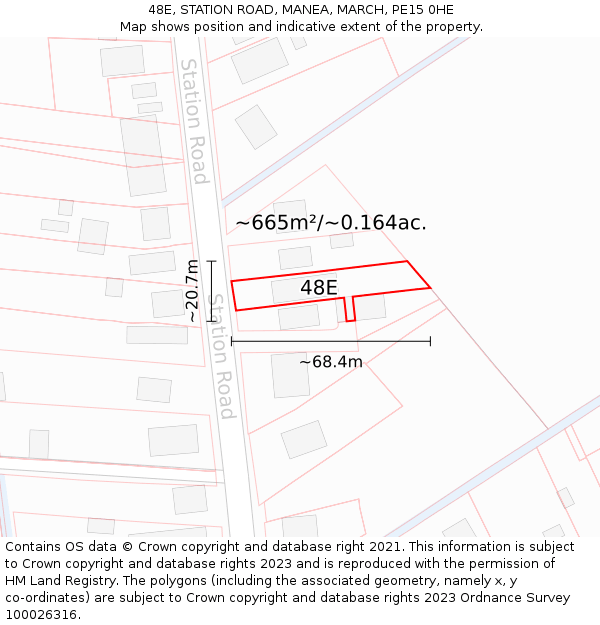 48E, STATION ROAD, MANEA, MARCH, PE15 0HE: Plot and title map