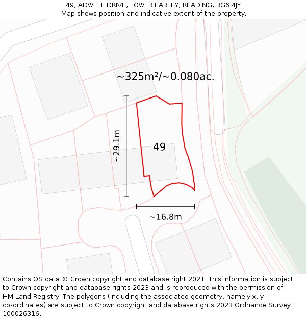 49, ADWELL DRIVE, LOWER EARLEY, READING, RG6 4JY: Plot and title map