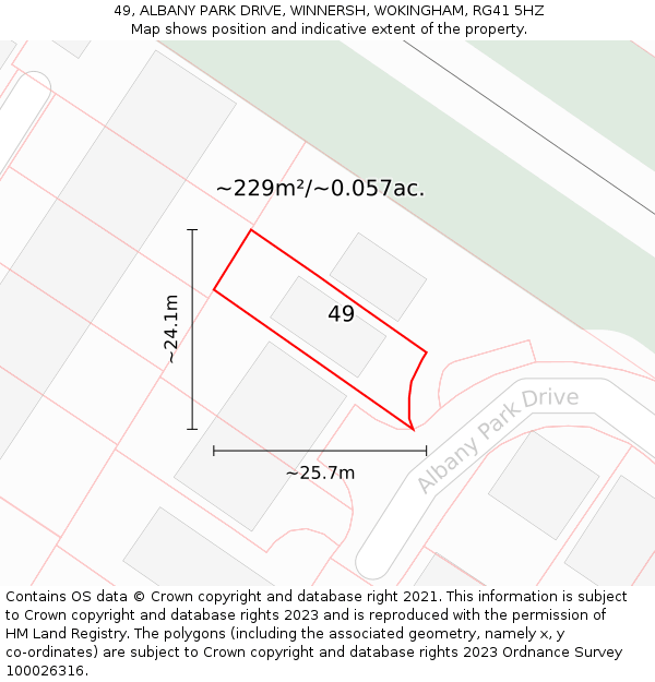 49, ALBANY PARK DRIVE, WINNERSH, WOKINGHAM, RG41 5HZ: Plot and title map