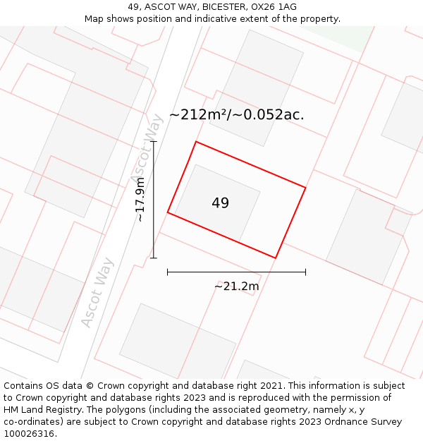 49, ASCOT WAY, BICESTER, OX26 1AG: Plot and title map