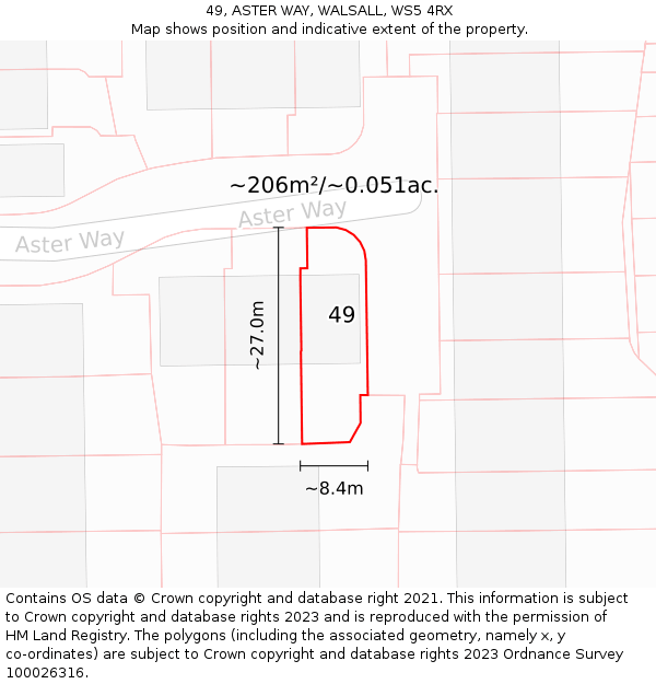 49, ASTER WAY, WALSALL, WS5 4RX: Plot and title map