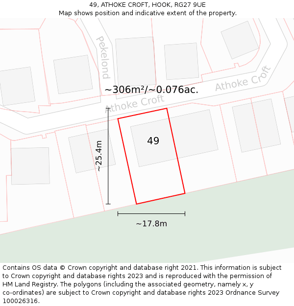 49, ATHOKE CROFT, HOOK, RG27 9UE: Plot and title map