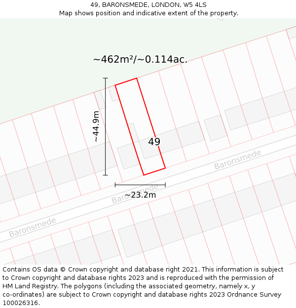 49, BARONSMEDE, LONDON, W5 4LS: Plot and title map