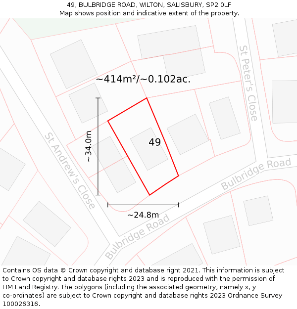 49, BULBRIDGE ROAD, WILTON, SALISBURY, SP2 0LF: Plot and title map