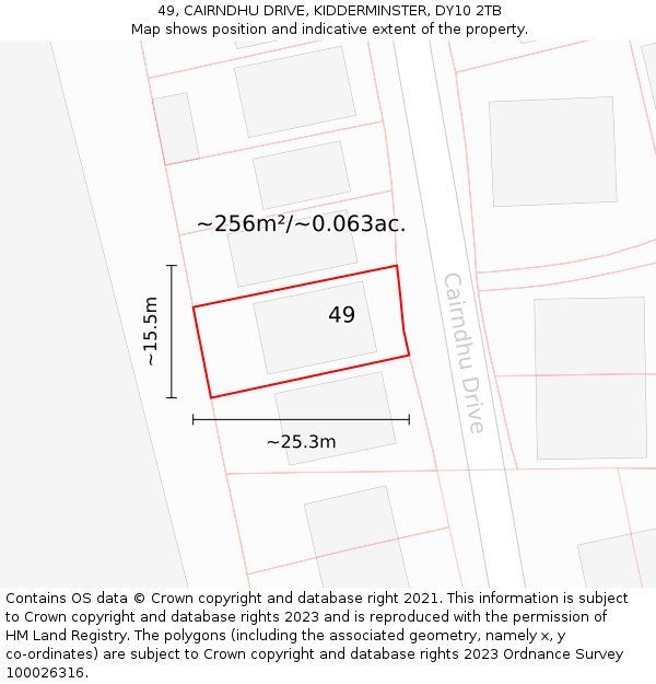 49, CAIRNDHU DRIVE, KIDDERMINSTER, DY10 2TB: Plot and title map