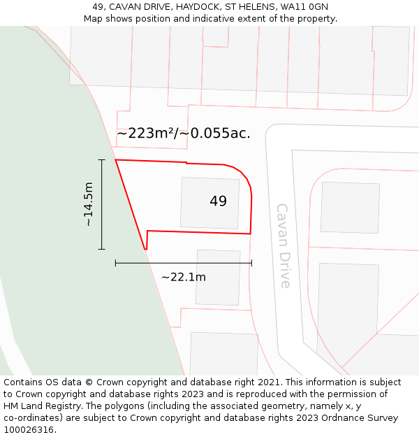 49, CAVAN DRIVE, HAYDOCK, ST HELENS, WA11 0GN: Plot and title map
