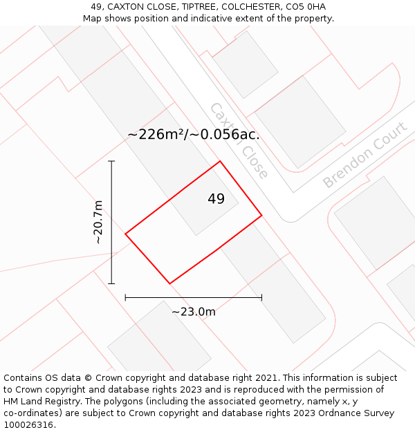 49, CAXTON CLOSE, TIPTREE, COLCHESTER, CO5 0HA: Plot and title map