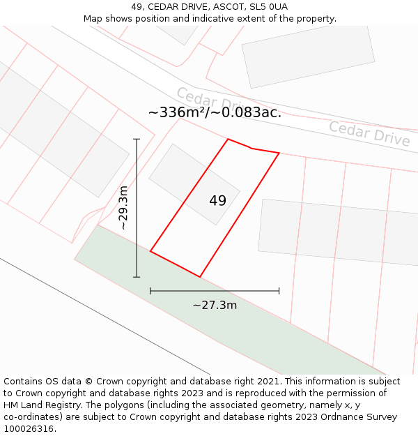 49, CEDAR DRIVE, ASCOT, SL5 0UA: Plot and title map