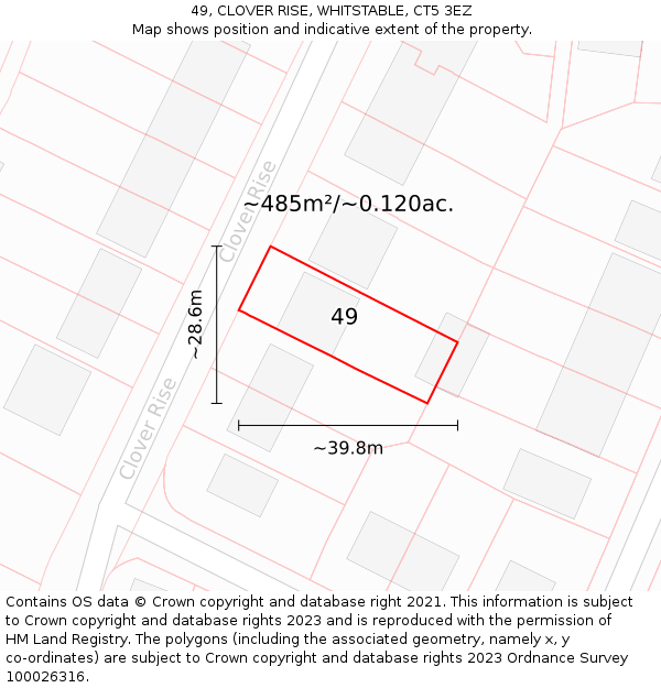 49, CLOVER RISE, WHITSTABLE, CT5 3EZ: Plot and title map