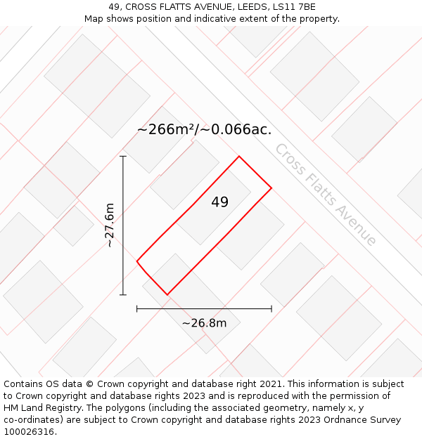 49, CROSS FLATTS AVENUE, LEEDS, LS11 7BE: Plot and title map
