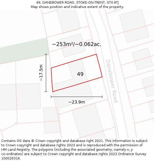 49, DANEBOWER ROAD, STOKE-ON-TRENT, ST4 8TJ: Plot and title map
