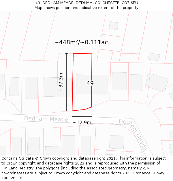 49, DEDHAM MEADE, DEDHAM, COLCHESTER, CO7 6EU: Plot and title map