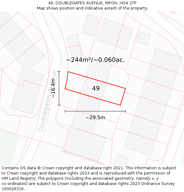 49, DOUBLEGATES AVENUE, RIPON, HG4 2TP: Plot and title map