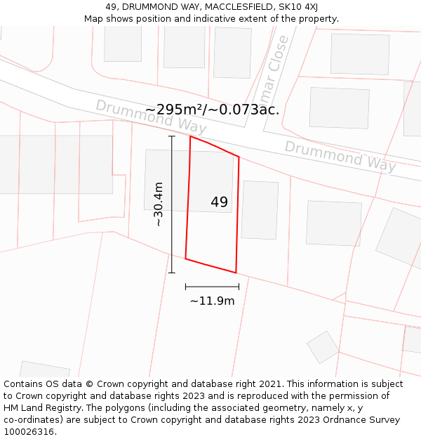 49, DRUMMOND WAY, MACCLESFIELD, SK10 4XJ: Plot and title map