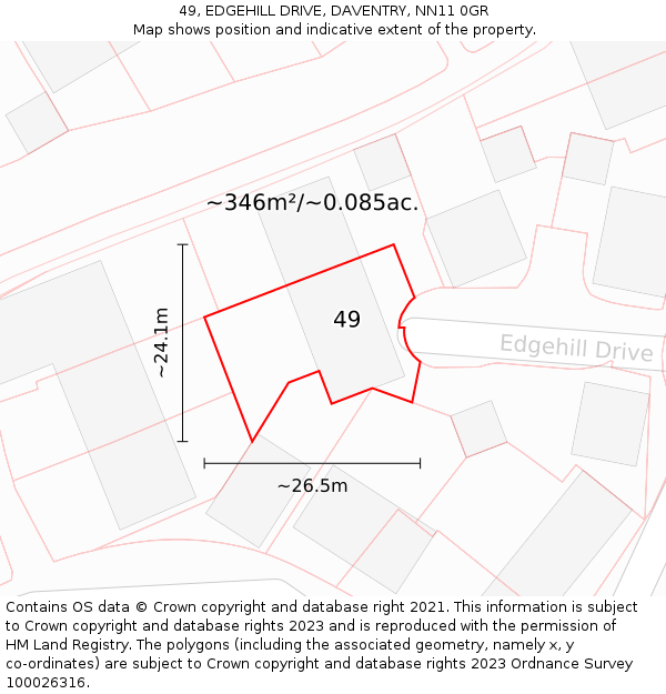 49, EDGEHILL DRIVE, DAVENTRY, NN11 0GR: Plot and title map