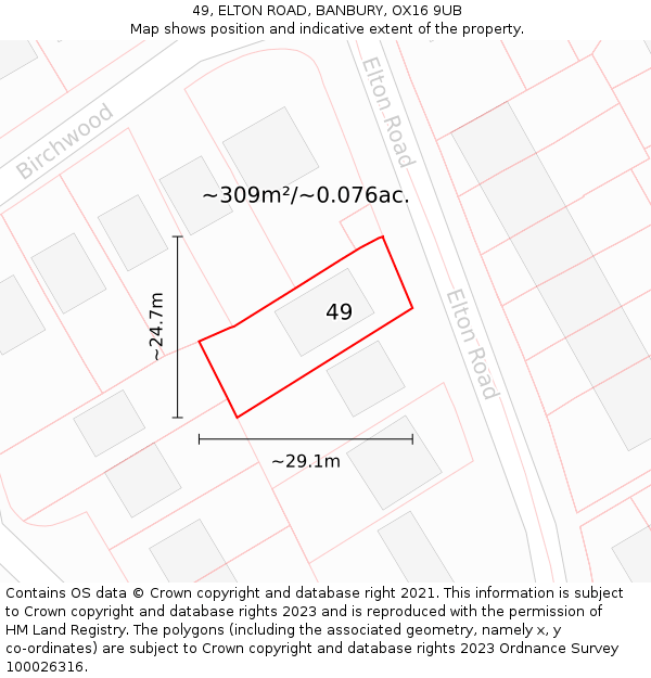 49, ELTON ROAD, BANBURY, OX16 9UB: Plot and title map
