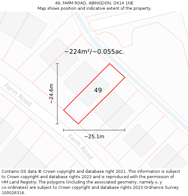 49, FARM ROAD, ABINGDON, OX14 1NE: Plot and title map