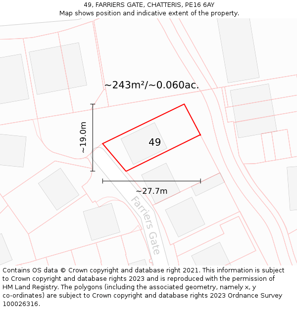 49, FARRIERS GATE, CHATTERIS, PE16 6AY: Plot and title map