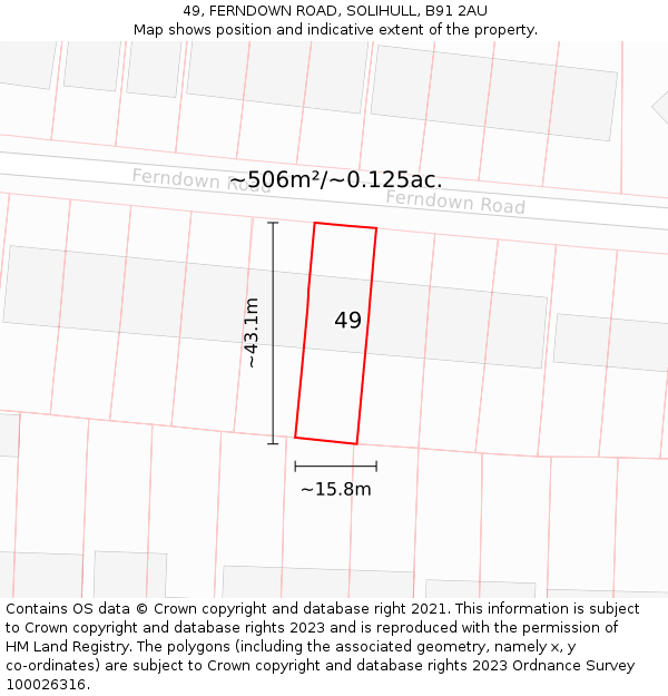 49, FERNDOWN ROAD, SOLIHULL, B91 2AU: Plot and title map