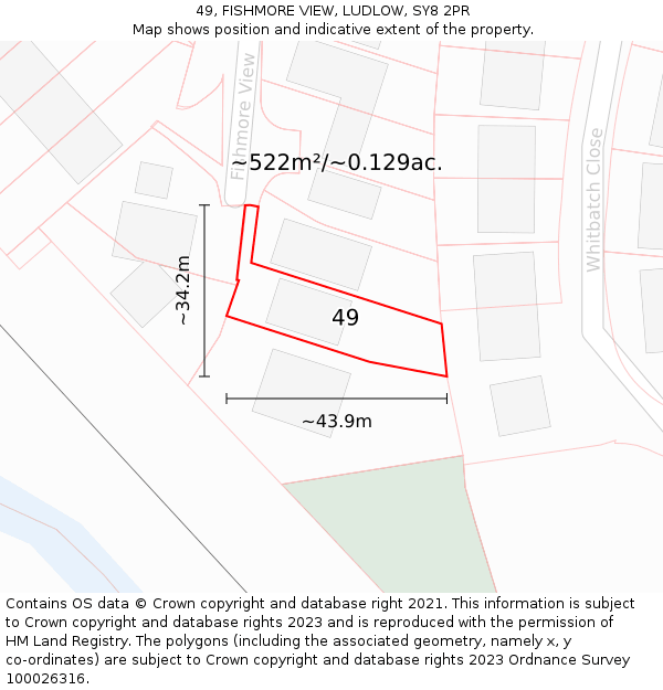49, FISHMORE VIEW, LUDLOW, SY8 2PR: Plot and title map