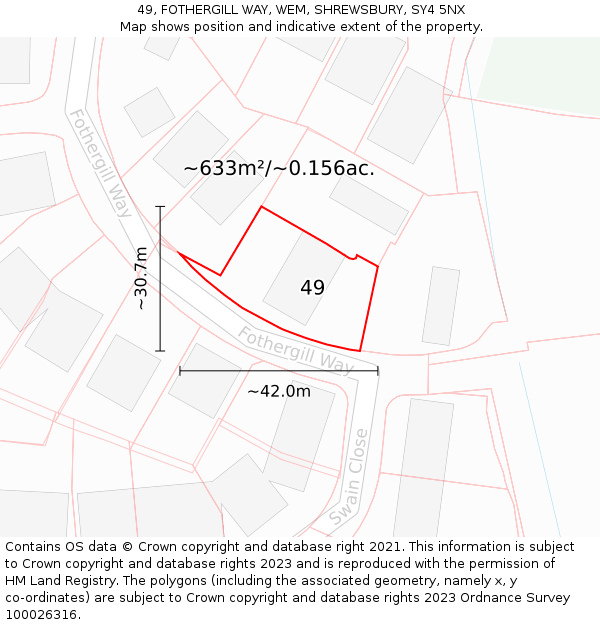 49, FOTHERGILL WAY, WEM, SHREWSBURY, SY4 5NX: Plot and title map