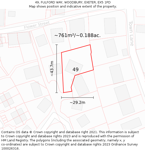 49, FULFORD WAY, WOODBURY, EXETER, EX5 1PD: Plot and title map
