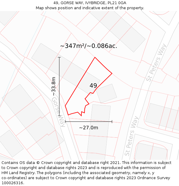 49, GORSE WAY, IVYBRIDGE, PL21 0GA: Plot and title map