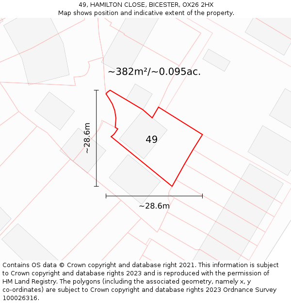 49, HAMILTON CLOSE, BICESTER, OX26 2HX: Plot and title map