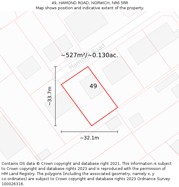 49, HAMOND ROAD, NORWICH, NR6 5RR: Plot and title map