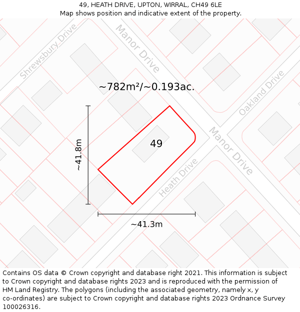 49, HEATH DRIVE, UPTON, WIRRAL, CH49 6LE: Plot and title map