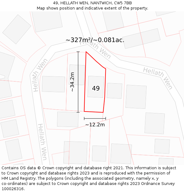 49, HELLATH WEN, NANTWICH, CW5 7BB: Plot and title map