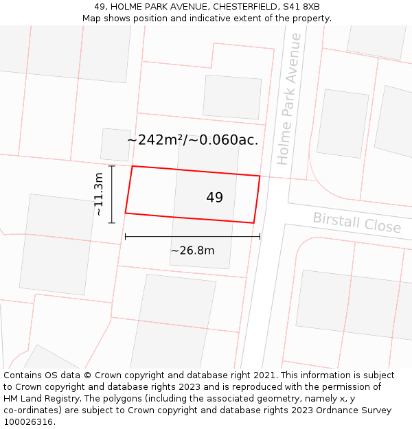 49, HOLME PARK AVENUE, CHESTERFIELD, S41 8XB: Plot and title map