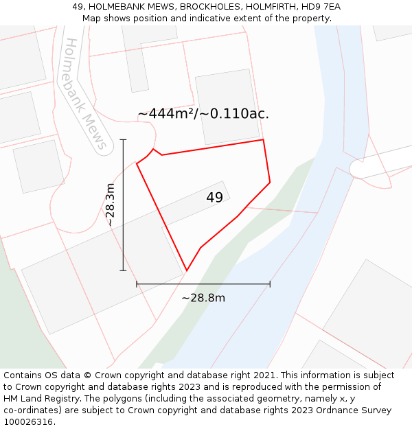 49, HOLMEBANK MEWS, BROCKHOLES, HOLMFIRTH, HD9 7EA: Plot and title map