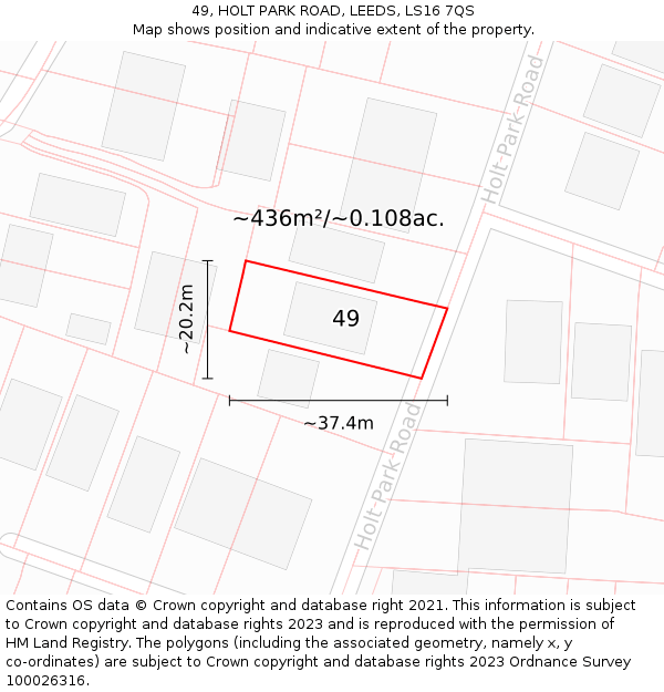 49, HOLT PARK ROAD, LEEDS, LS16 7QS: Plot and title map