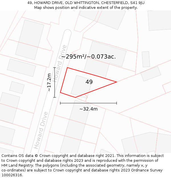 49, HOWARD DRIVE, OLD WHITTINGTON, CHESTERFIELD, S41 9JU: Plot and title map