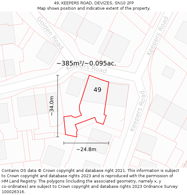49, KEEPERS ROAD, DEVIZES, SN10 2FP: Plot and title map