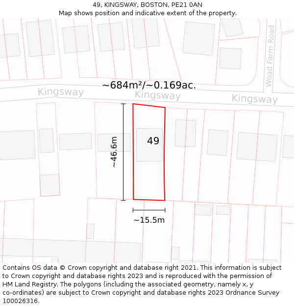 49, KINGSWAY, BOSTON, PE21 0AN: Plot and title map