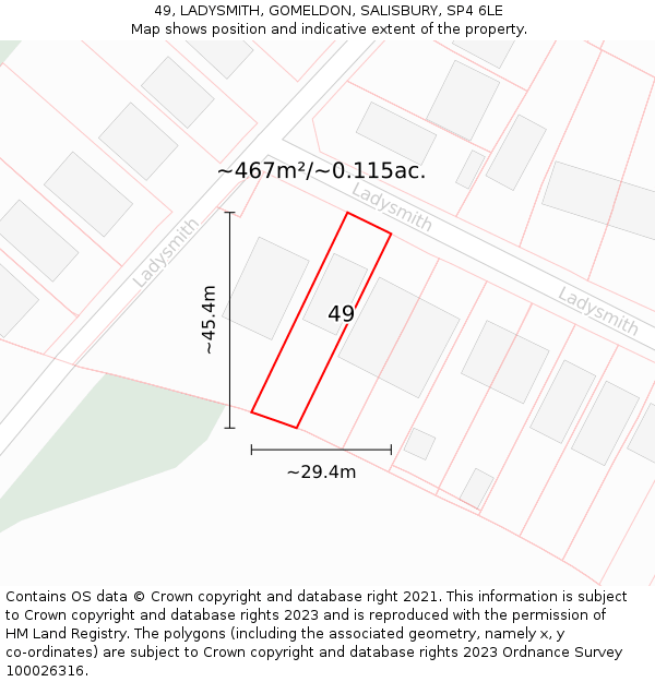 49, LADYSMITH, GOMELDON, SALISBURY, SP4 6LE: Plot and title map