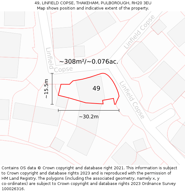 49, LINFIELD COPSE, THAKEHAM, PULBOROUGH, RH20 3EU: Plot and title map
