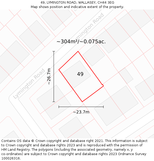 49, LYMINGTON ROAD, WALLASEY, CH44 3EG: Plot and title map