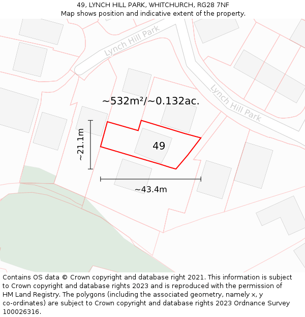 49, LYNCH HILL PARK, WHITCHURCH, RG28 7NF: Plot and title map